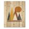 Designart - Mountain Abstract and Sun - Modern Print on Natural Pine Wood